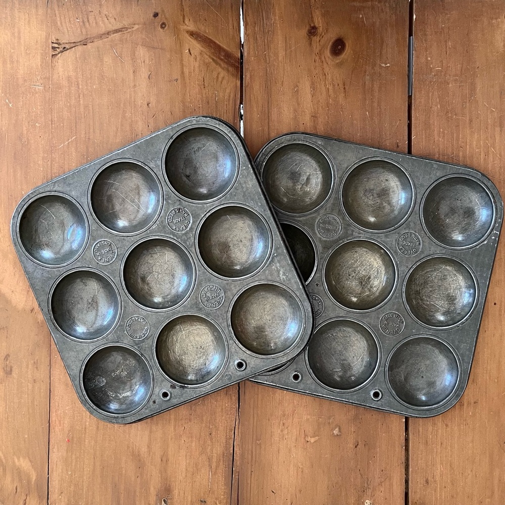 Vintage metal muffin tart scone baking pans, collectible cookware